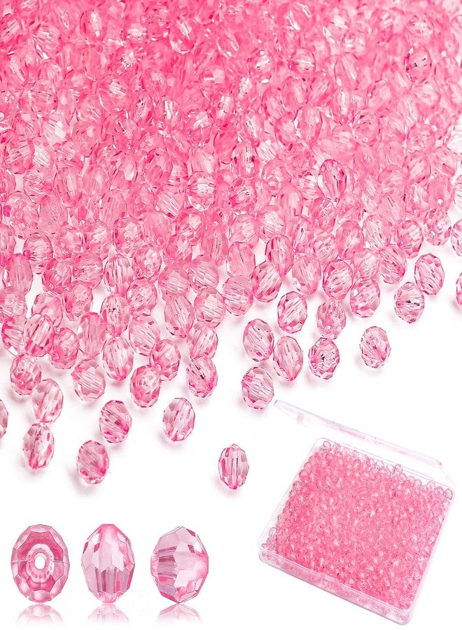 BONNY BOXX 1000pcs 6mm Acrylic Faceted Round Crystal Beads Transparent Pink Loose Spacer Craft Beads for DIY Bracelet Necklace Earring Keychain Jewelry Making Bags Decoration - Image 1